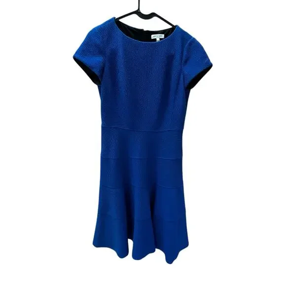 Rebecca Taylor | Dresses | Rebecca Taylor Blue Textured Knit Tiered Fit  Flare Dress Size 4 | Poshmark